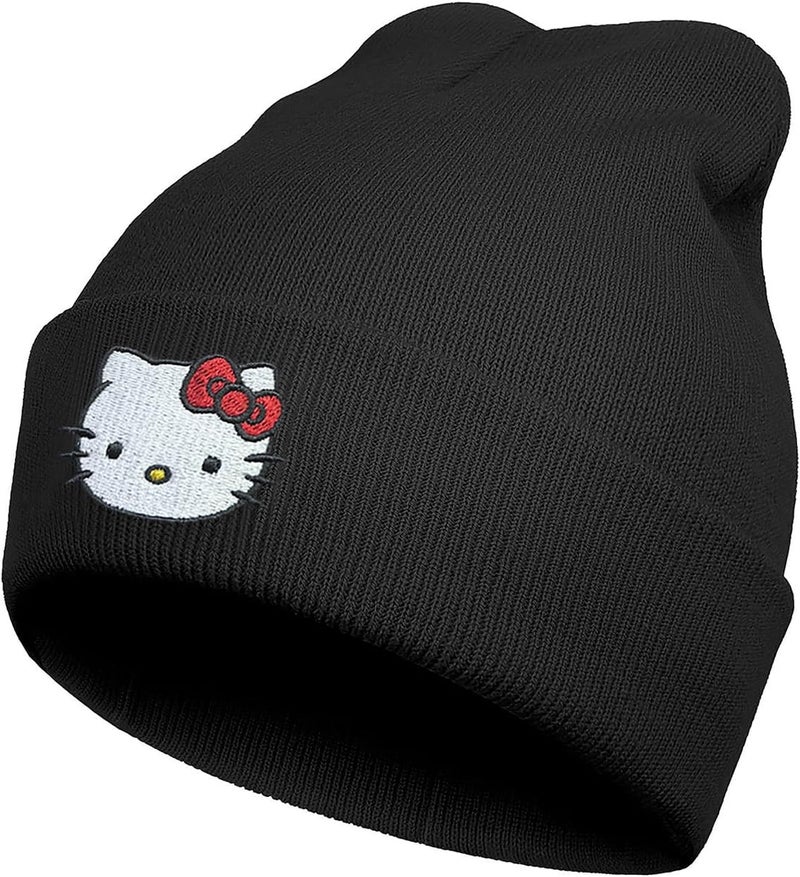Hurig Kitty Beanie Anime Beanies Red Kitty Knit Hat Cute Kawaii Winter Hats for Girls Gifts Funny Beanie Hat for Women - Image 1